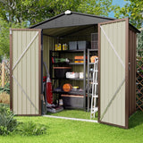 Asofer 6 ft. W x 4 ft. D（25.3 sq. ft.）Galvanized Metal Outdoor Storage Shed, Light Brown