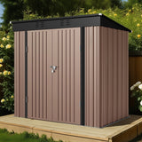 Outdoor Storage Shed, Lofka 6'x 4' Metal Garden Shed with Lockable Door,for Backyard Patio,Brown