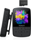 YM03 64GB MP3 Player with Bluetooth, YOTON Portable Music Player with Clip, HiFi Sound, FM Radio, Stopwatch Function, Voice Recorder, E-Book, Pedometer, Earphones and TF Card Included