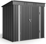 6 x 4 Outdoor Storage Shed, Lofka Metal Shed with Lockable Double Doors for Backyard Lawn, Bike Garage, Gray