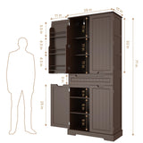 Pantry Cabinet, Lokfa 71" Large Kitchen Pantry Cabinet with 2 Magnetic Doors and Shelves for Dining Room and Kitchen, Espresso