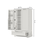 The Kitchen Pantry Storage Cabinet with Drawer and Adjustable Shelf - White