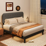Asofer Queen Bed Frame with Headboard, Noise-Free, No Box Spring Needed, Beige