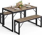 45.5" Dining Table Set for 4, Kitchen Table with 2 Benches for Kitchen, Dining Room - Gray