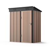 5'x 3' Metal Outdoor Storage with Lockable Door for Patio Lawn Garden - LLight Brown