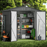 Outdoor Metal Storage Shed 6x4ft. Steel Garden Shed with Door and Lockable Door, Gray