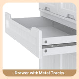 71" Tall Kitchen Pantry Storage Cabinet with Doors and 10 Shelves, Noelse Wooden Food Storage Cabinet with Large Drawer for Dining Room and Craft Room, White