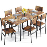 Dining Table Set for 4 to 6 Seaters, 63” Extendable Kitchen Table Set with Backrest Chairs