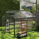 8' x 6' Greenhouse for Outside, Asofer Heavy Duty Polycarbonate Garden Plants Storage Shed, Aluminum Frame for Patio