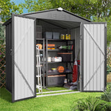 Lofka 6 x 4 FT Metal  Outdoor Storage Shed with Double Lockable Doors and Air Vents for Patio, Garden, Backyard, Lawn, Dark Gray