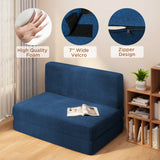 Futon Sofa Bed,Lofka 76"D Convertible Couch with Soft Cushion for Living Room|Dorm Room, Blue