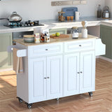 Kitchen 52" Island with Storage, Lofka Kitchen Island Cart with Drop Leaf