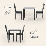 Small Dining Table Set for 2,Asofer 3 Piece Kitchen Table with PU Upholstered Chairs for Saving Spaces,Apartments,Black