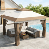Patio Furniture Set - Includes 7 PCS Wicker Sectional sofa & 11x11 Pop Up Gazebo, 121 Square feet of Shade