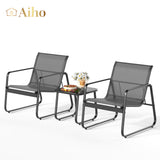 3 piece Patio Furniture Set with Coffee Table for Patio, Garden and Bistro - Black