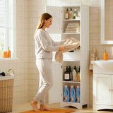 Lofka 67" Tall Narrow Bathroom Storage Cabinet, Freestanding Anti-Tipping Adjustable Shelf for Small Space | Bathroom | Kitchen, White