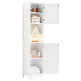 Lofka 67.1"H Wooden Bathroom Storage Cabinet with Transparent Glass Door and Adjustable Shelves for Living Room, White