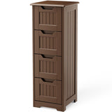 Storage Cabinet, Lofka 33" Small Bathroom Floor Cabinet with 4 Drawers, Dark Brown