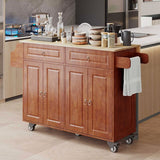 Kitchen 52" Island with Storage, Lofka Kitchen Island Cart with Drop Leaf