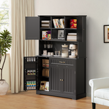 67.7" Kitchen Pantry Cabinet with Microwave Shelf，Asofer Farmhouse Coffee Bar Cabinet with Versatile Storage & Door Shelves & Adjustable Shelves for Dining Room, White