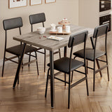 Lofka Kitchen Table and Chairs Set for 4, 5 Piece Dining Room Table Set with 4 PU Leather Chairs and Placements, Gray