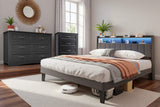 3 Pieces Bedroom Furniture Set,Includes Full Size Bed Frame with Headboard,4-Drawer Dresser & 6-Drawer Dresser, Gray/Black
