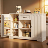 Buffet Sideboard Cabinet with Storage, Lofka Coffee Bar Cabinet with Drawers and Shelves, Pantry Storage Cabinet for Kitchen, Living Room, Dining Room, White