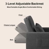Asofer Sofa Bed Chair, 3 in 1 Convertible Futon Couch, Adjustable Backrest, Breathable and easy to clean, Dark Gray
