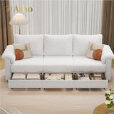 68 "L Futon, Couches and Sofas with Soft Armrest and 3 Comfortable Pillows - Light Gray