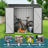 6x4 FT. Outdoor Storage Shed with Double Doors for Garden & Backyard, Dark Gray