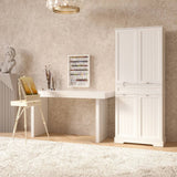 71" Tall Kitchen Pantry Storage Cabinet with Doors and 10 Shelves, Noelse Wooden Food Storage Cabinet with Large Drawer for Dining Room and Craft Room, White