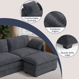L Shaped Sofa Couch, Modular Comfy Chenille Deep Seat Sofa with Movable Ottoman for Living Room, Apartment, Dark Gray