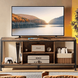 Lofka Retro TV Stand, Wood and Steel, 3 Shelves, for TVs up to 65", 66.2 lb