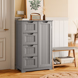 Pantry Cabinet, 33" Kitchen Pantry Storage Cabinet with 1 Door, 2 Shelves, 4 Drawers for Dining Room|Bedroom,Gray