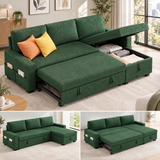 Lofka 80" Green L-Shaped Sleeper Sofa Bed, 3-Seat Pull-Out Couch with Hidden Storage,  750-Lb Capacity Sectional Sofa