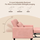 Asofer Sofa Bed Chair, 3 in 1 Convertible Futon Couch, Adjustable Backrest, Breathable and easy to clean, Pink