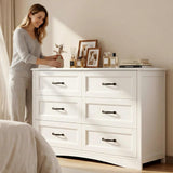 Dresser for Bedroom - Lofka White 6 Drawer Dresser, Modern Storage Chest, Sturdy Bedroom Dresser with Metal Handles & Anti-Tip Design