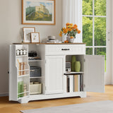 Coffee Bar, 42" Kitchen Storage Cabinet with 8 Shelves, 1 Drawer, White and Brown