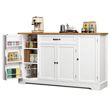 Lofka Sideboard Buffet Cabinet, 56" Upgraded Extended Version, Kitchen Storage & Coffee Bar Cabinet with 14 Shelves, 1 Drawer (Retro)