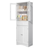 66.9 "H Kitchen Pantry Storage Cabinet with 2 Drawers, 4 Doors , Freestanding Storage Cabinet for Kitchen, Bathroom, Living Room - White