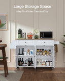 36 "H Wooden Kitchen Island Cart on Wheels with 2 Cabinet and 2 Drawers for Kitchen - White