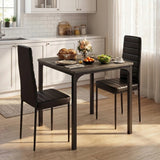 Dining Table Set for 2, 3 Piece Kitchen Table Set with 2 Upholstered PU Leather Chairs for Dining Room, Living Room, Apartment, Small Space, Grey