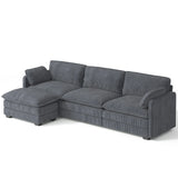 110.2" Cloud Sectional Couch with L-Shape Chaise,Lofka Modern Modular Sofa with Deep Seat, Upholstered Couches for Living Room Bedroom, Gray (Plush Corduroy Fabric)