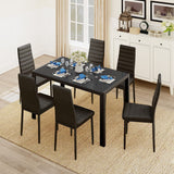 Dining Table Set for 6, 30 Inch Kitchen Table Set with 6 Back Chairs