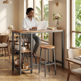 Lofka 3-Piece Retro Bar Table Set for 2, Counter Height Pub Table with 2 Stools, Rustic Retro