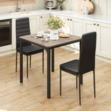 Dining Table Set for 2, Kitchen Table and PU Leather Chairs, 3-Piece Dining Room Table Set for Small Space, Apartment, Gray