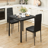 Dining Table Set, Kitchen and Chairs for 2, PU Leather Modern Room Sets for Home, Kitchen, Living Room,Black