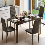 Dining Table Set for 4, Lofka Modern Kitchen Table and 4 PU Leather Chairs, Small Spaces,Breakfast Nook,Dining Room, Black