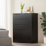 6 Drawers Dresser , Wood Storage Cabinet for Living Room, Deep Drawers, Smooth Metal Rail, Black