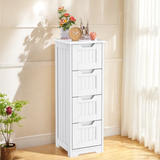 Storage Cabinet, Small Free Standing Narrow Cabinet with 4 Drawers for Living Room, Bedroom, Bathroom,White